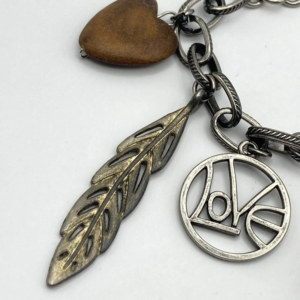 Decree Charm Bracelet Women's Watch Gunmetal Peace Love 25mm New Battery 7.25